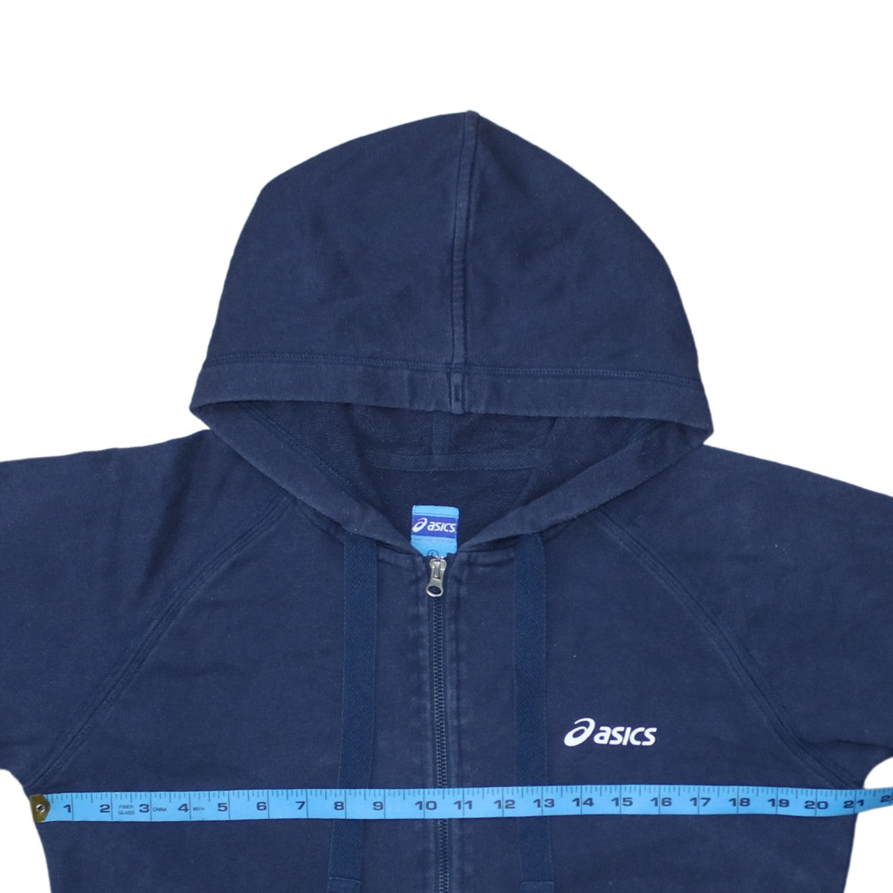 Asics Men's Blue Full Zip Hoodie Size L Sports Fleece Sweatshirt