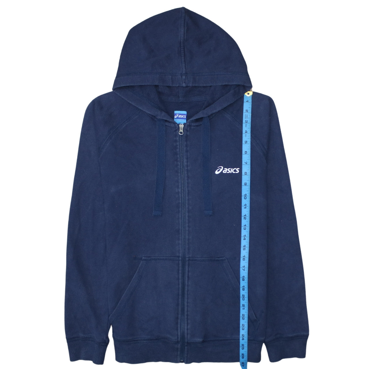 Asics Men's Blue Full Zip Hoodie Size L Sports Fleece Sweatshirt