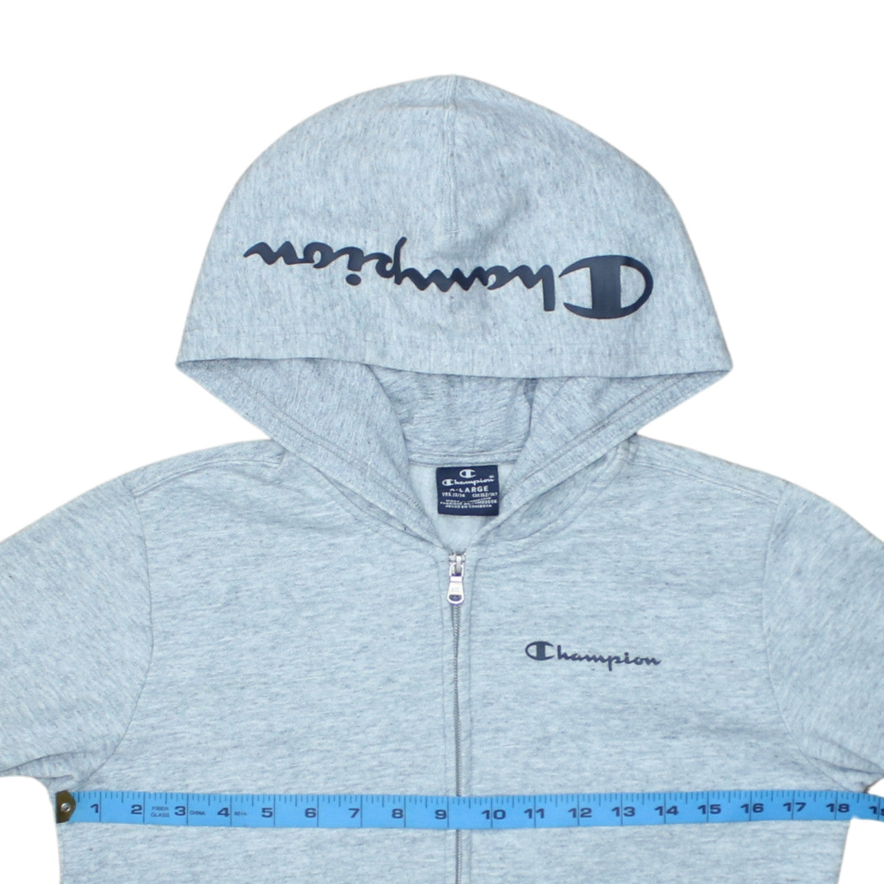 Champion Boys Grey Full Zip Hoodie 13-14 Years Hooded Fleece Sweatshirt