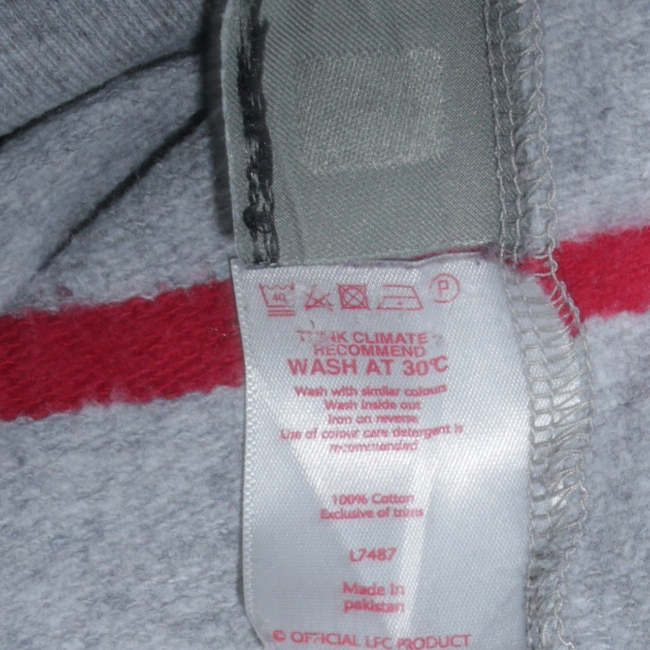 Liverpool FC Men's Grey Full Zip Hoodie Size M with Red Stripes