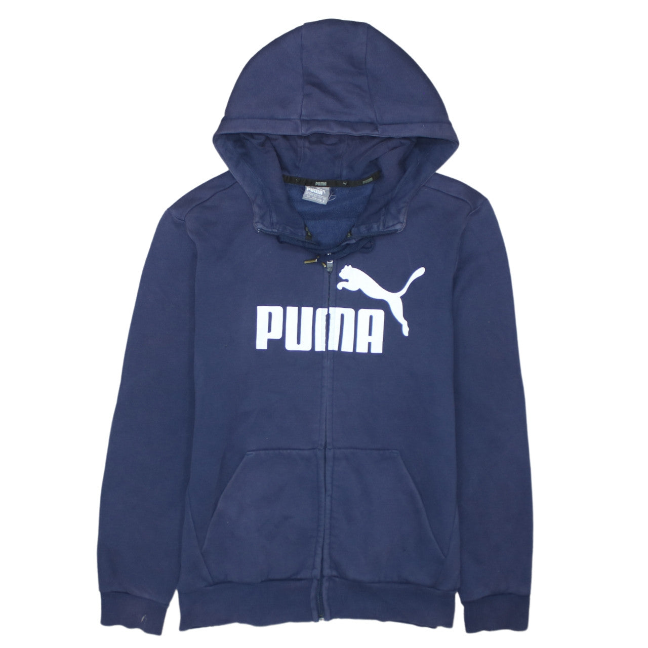 Puma Men's Blue Full Zip Hoodie Small Logo Graphic Cotton