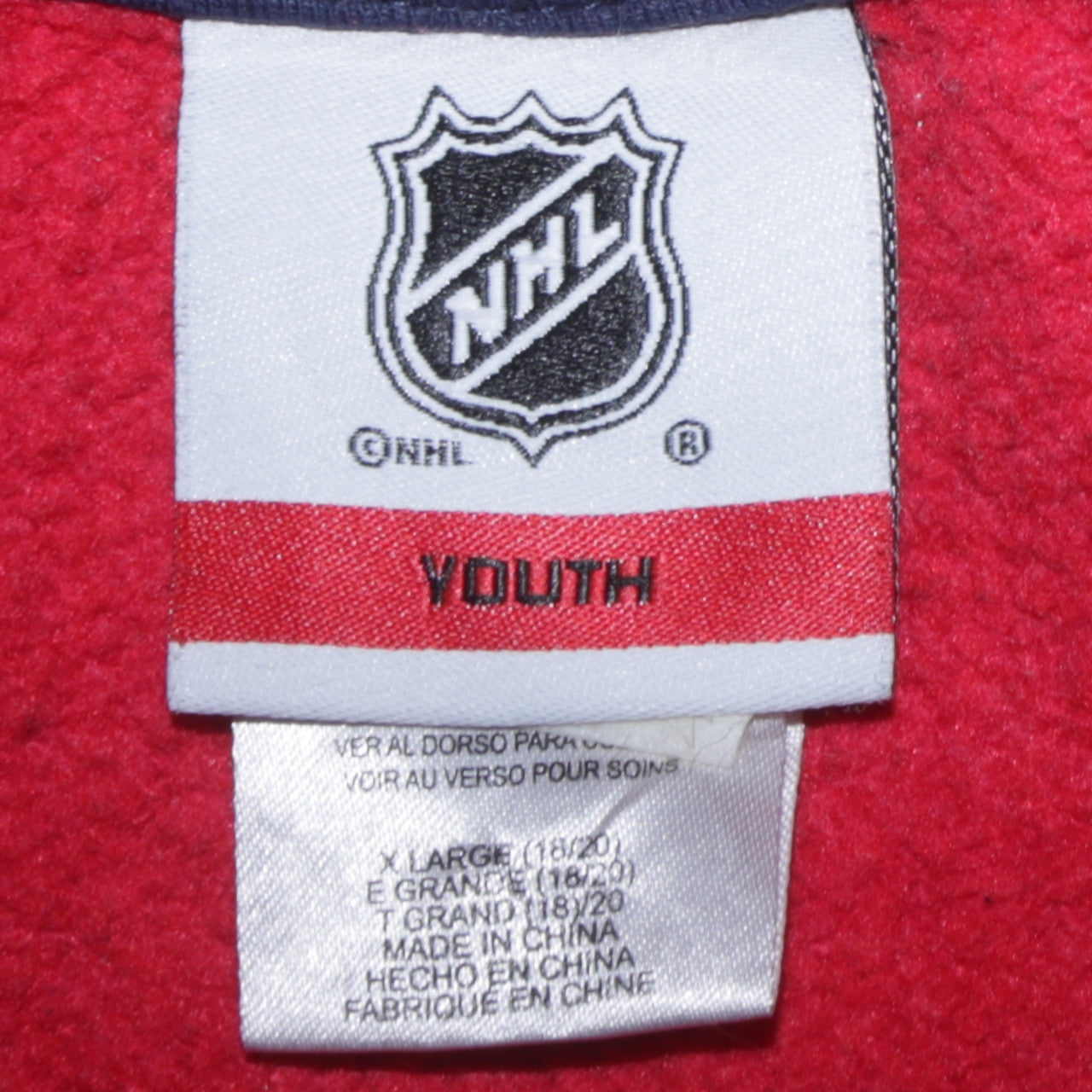 NHL Boys Red XL Pullover Hoodie Fleece Hockey Sweatshirt
