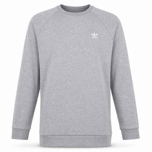 Adidas Men's Grey Pullover Sweatshirt L Crew Neck Logo Fleece