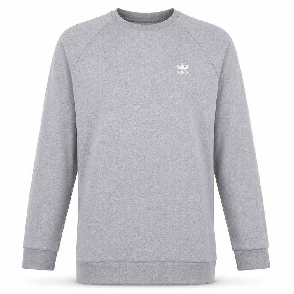 Adidas Men's Grey Pullover Sweatshirt L Crew Neck Logo Fleece