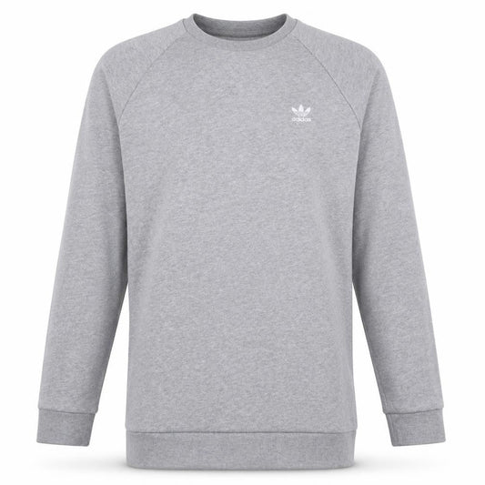 Adidas Men's Grey Pullover Sweatshirt L Crew Neck Logo Fleece