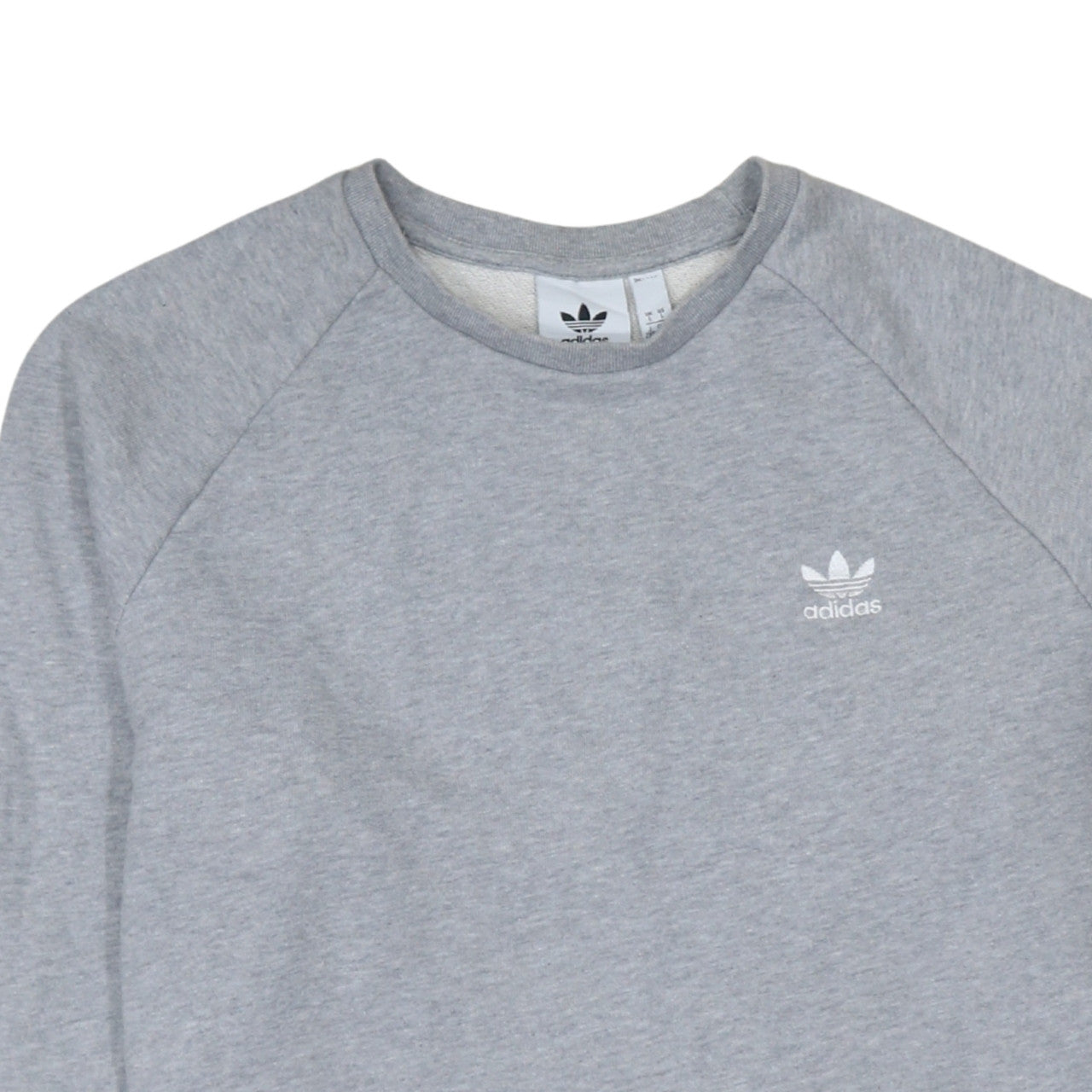 Adidas Men's Grey Pullover Sweatshirt L Crew Neck Logo Fleece