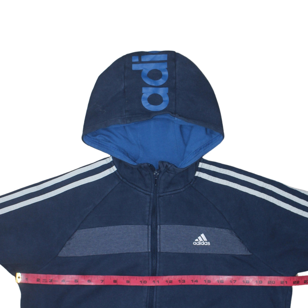 Adidas Boys Blue Full Zip Fleece Hoodie 15-16 Years Sports Logo