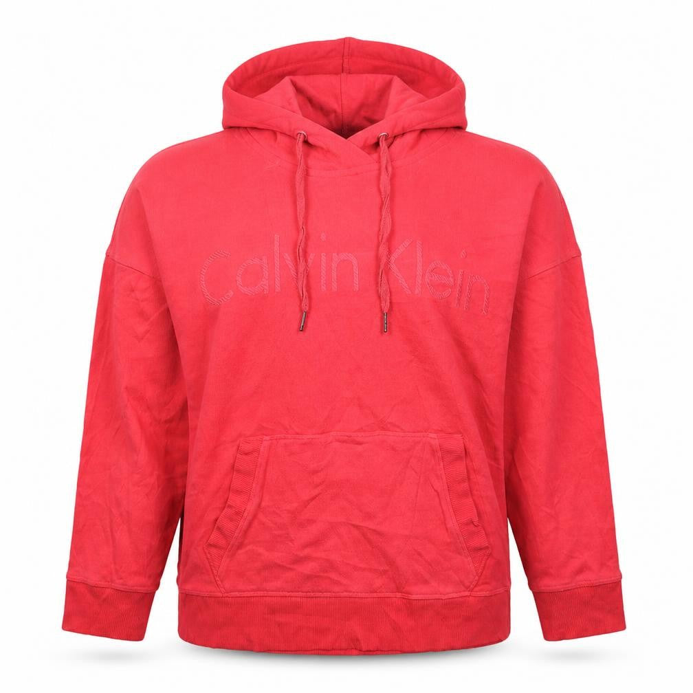 Calvin Klein Womens Pink Pullover Hoodie Small Cotton Logo