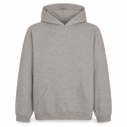Front view of Russell Athletic boys’ grey xl pullover hoodie fleece sweatshirt