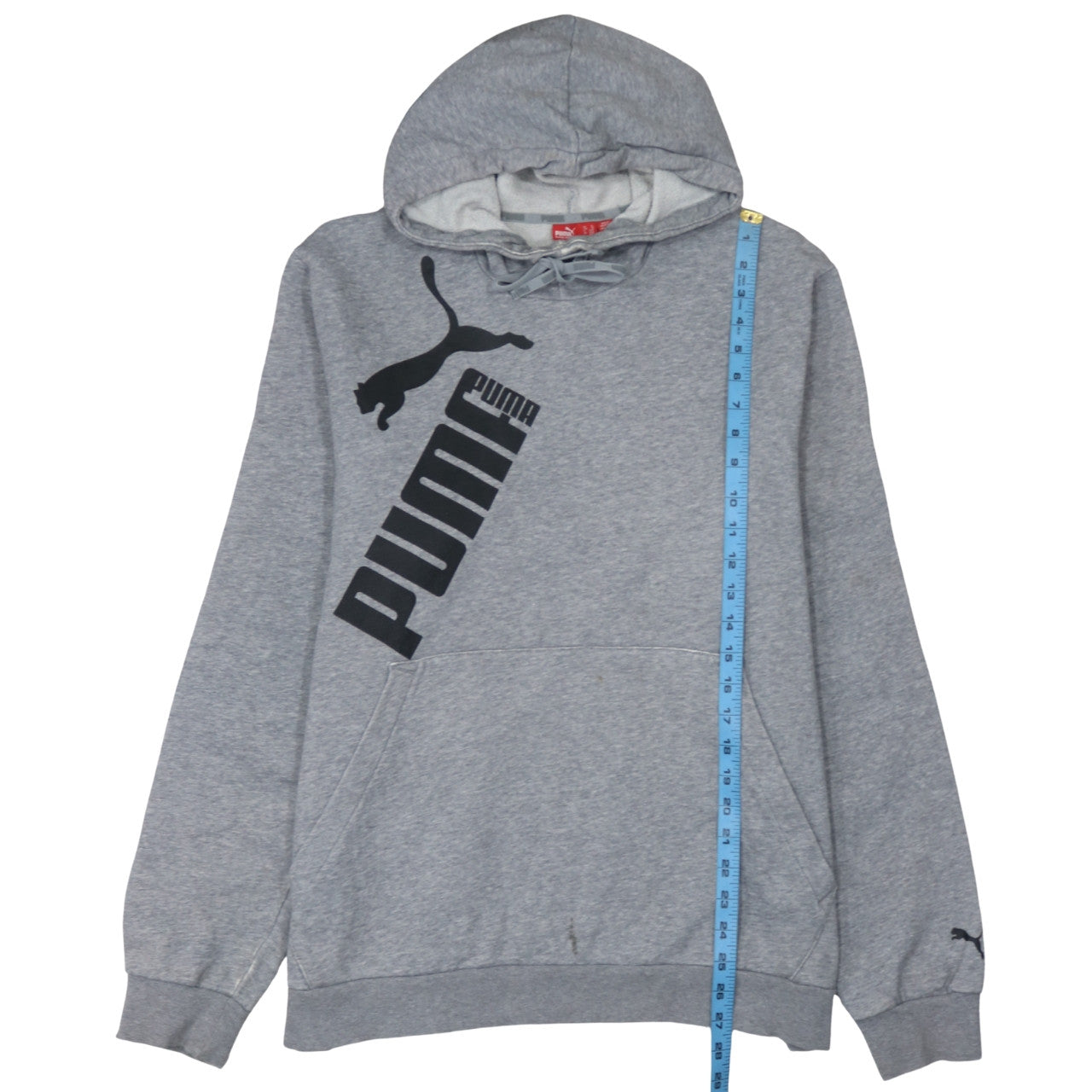 Puma Men's Grey XL Pullover Hoodie with Logo Print