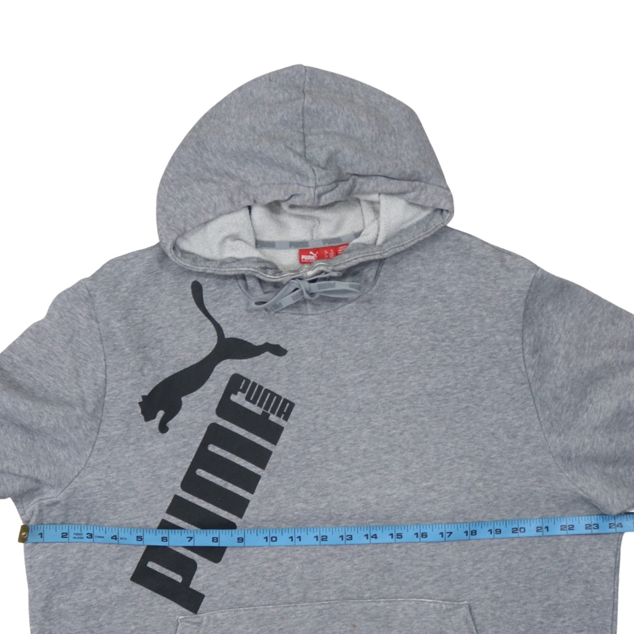 Puma Men's Grey XL Pullover Hoodie with Logo Print