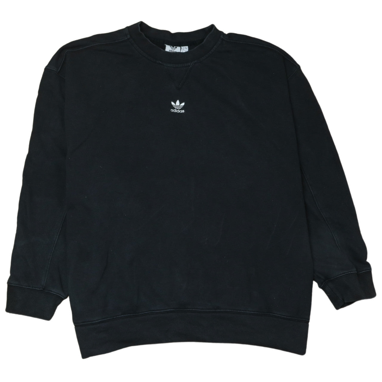 Adidas Womens Black Crew Neck Pullover Sweatshirt Size 18 Cotton