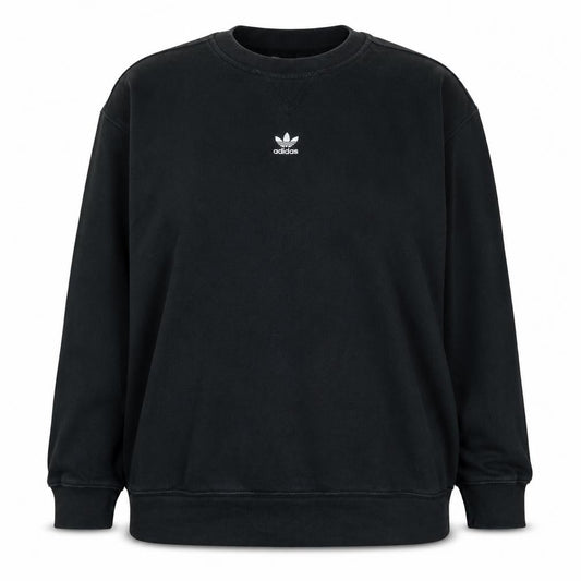Adidas Womens Black Crew Neck Pullover Sweatshirt Size 18 Cotton