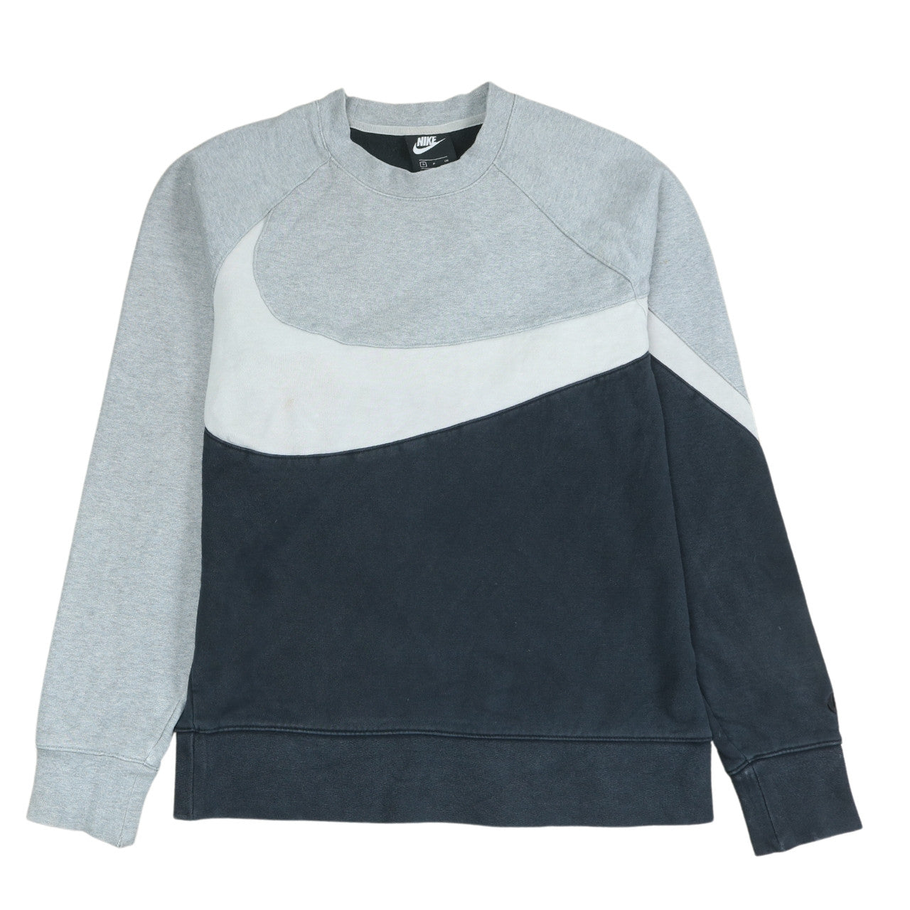 Nike Men's Grey Black Colour Block Crew Neck Sweatshirt Size S
