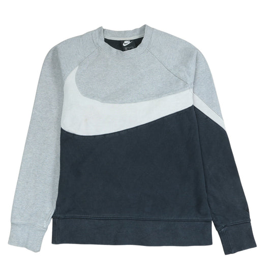 Nike Men's Grey Black Colour Block Crew Neck Sweatshirt Size S