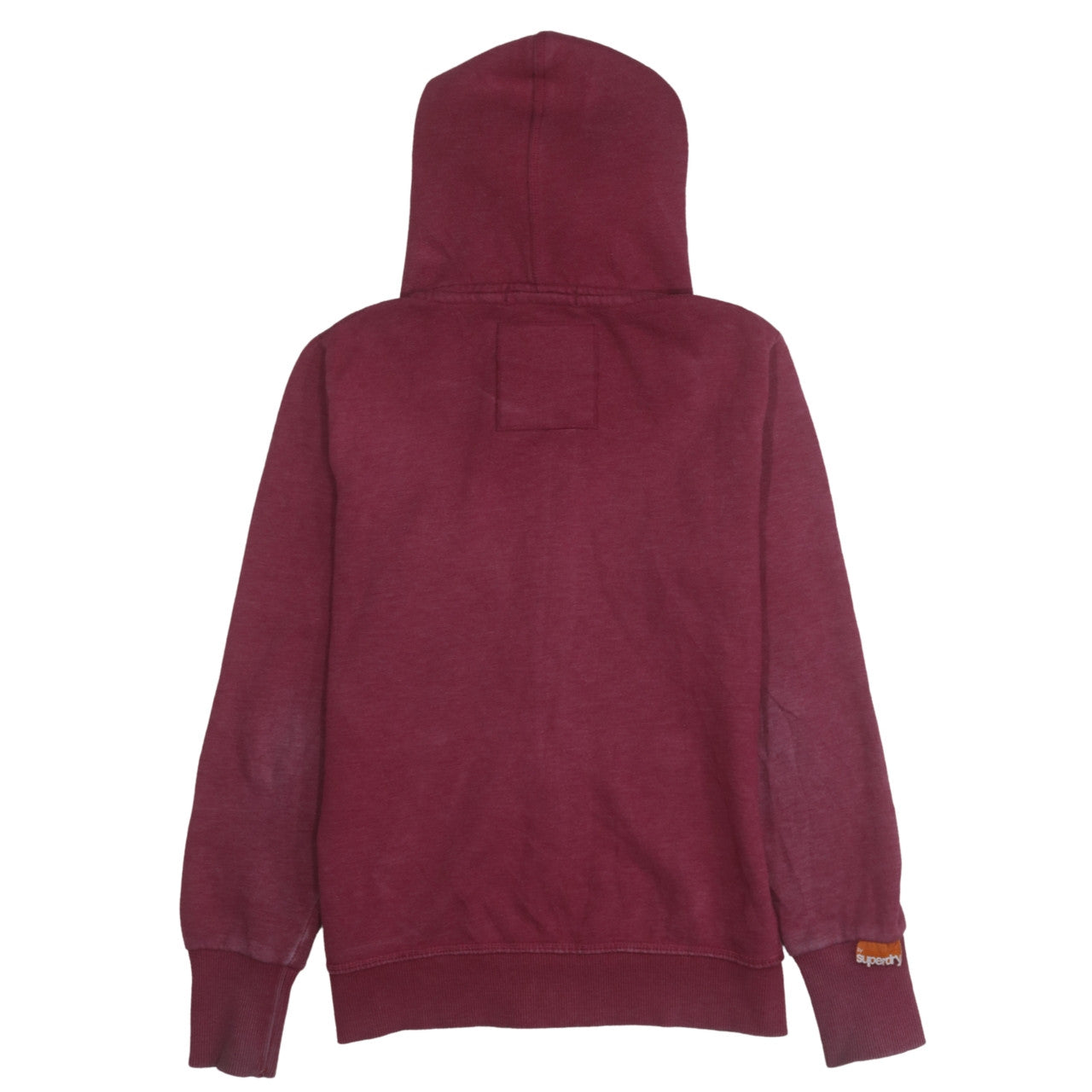 Superdry Men's Burgundy Full Zip Hoodie Small Cotton Blend