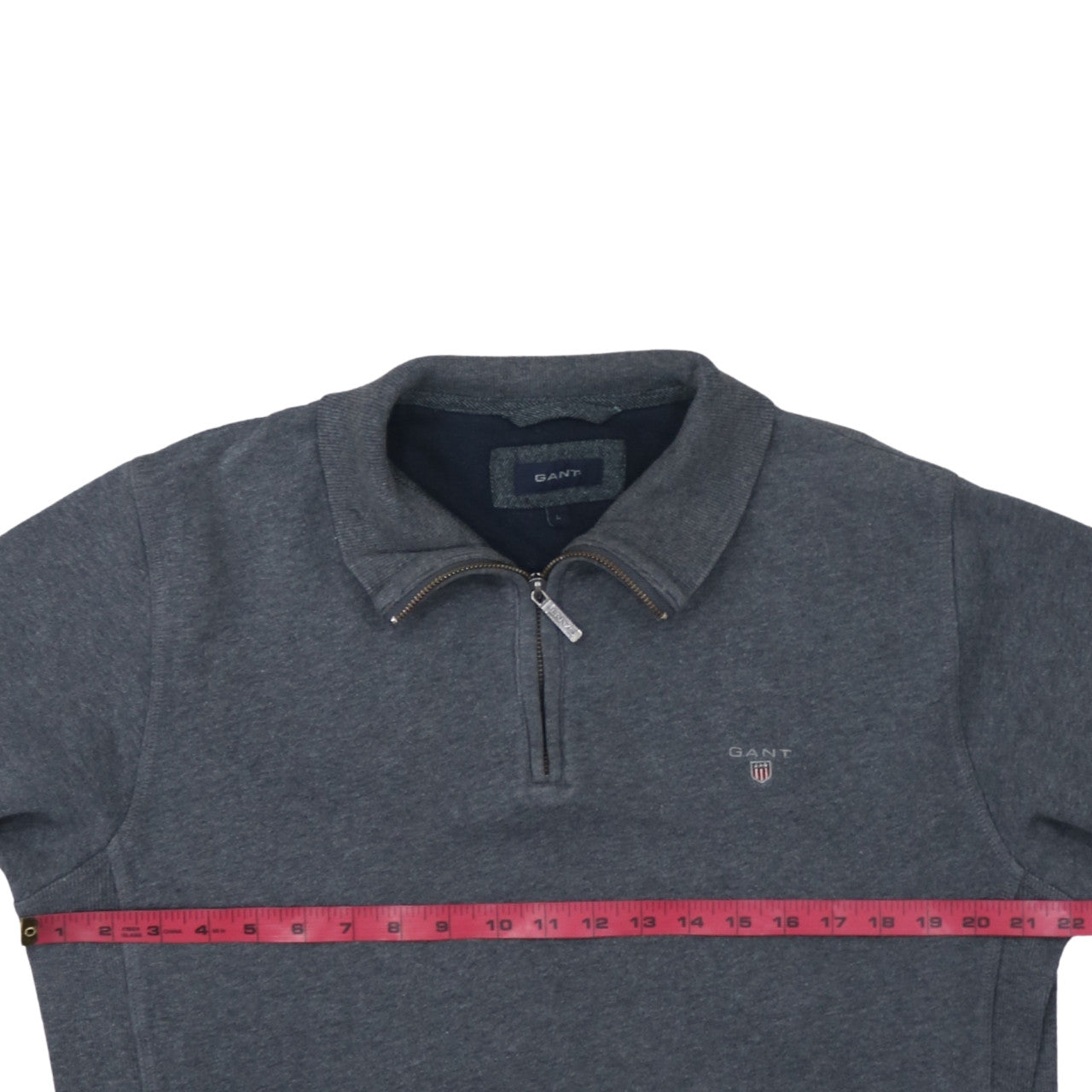 GANT Men’s Grey 1/4 Zip Collared Sweatshirt Size L Classic Fit