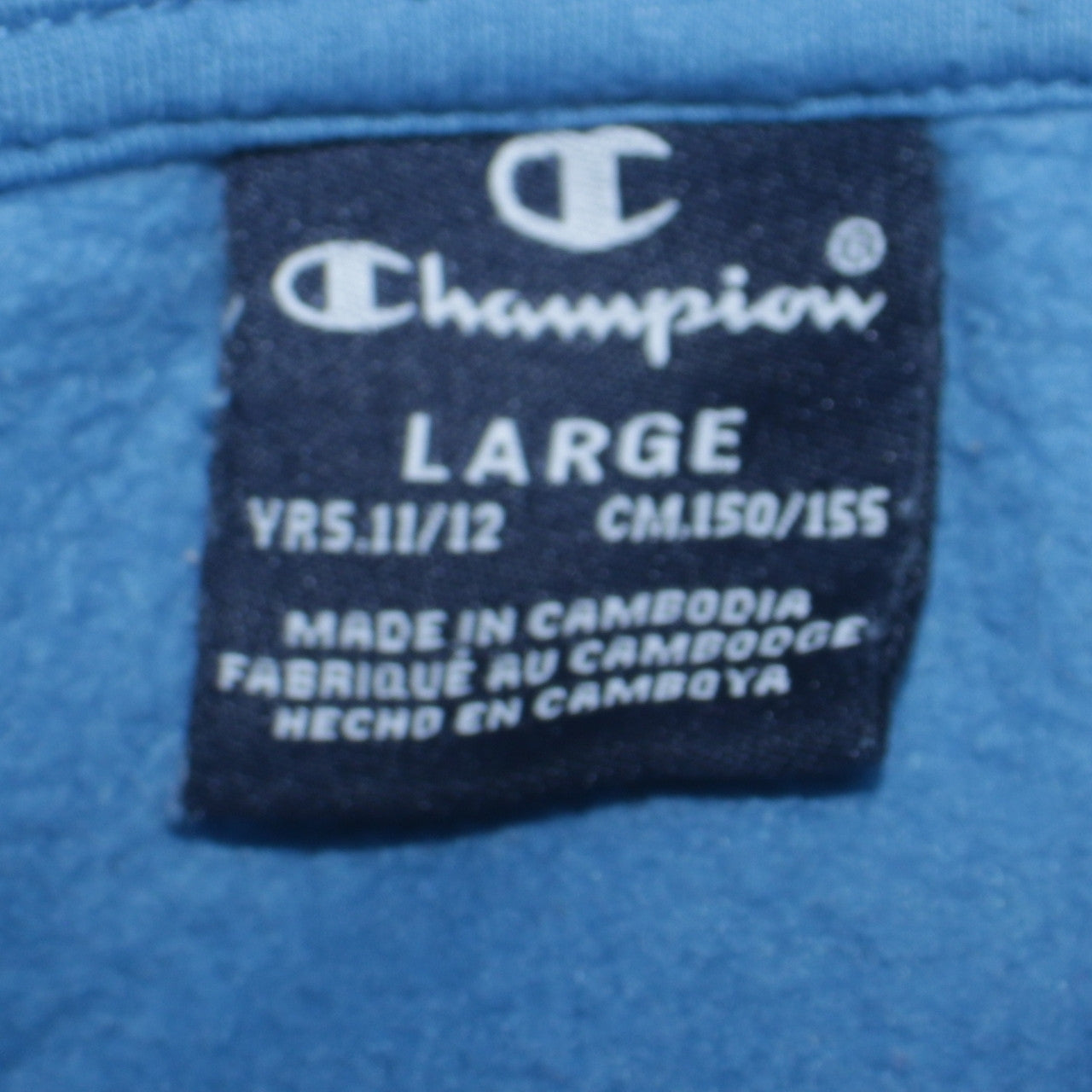Champion Boys Blue Pullover Hoodie 11-12 Years Logo Fleece Sweatshirt
