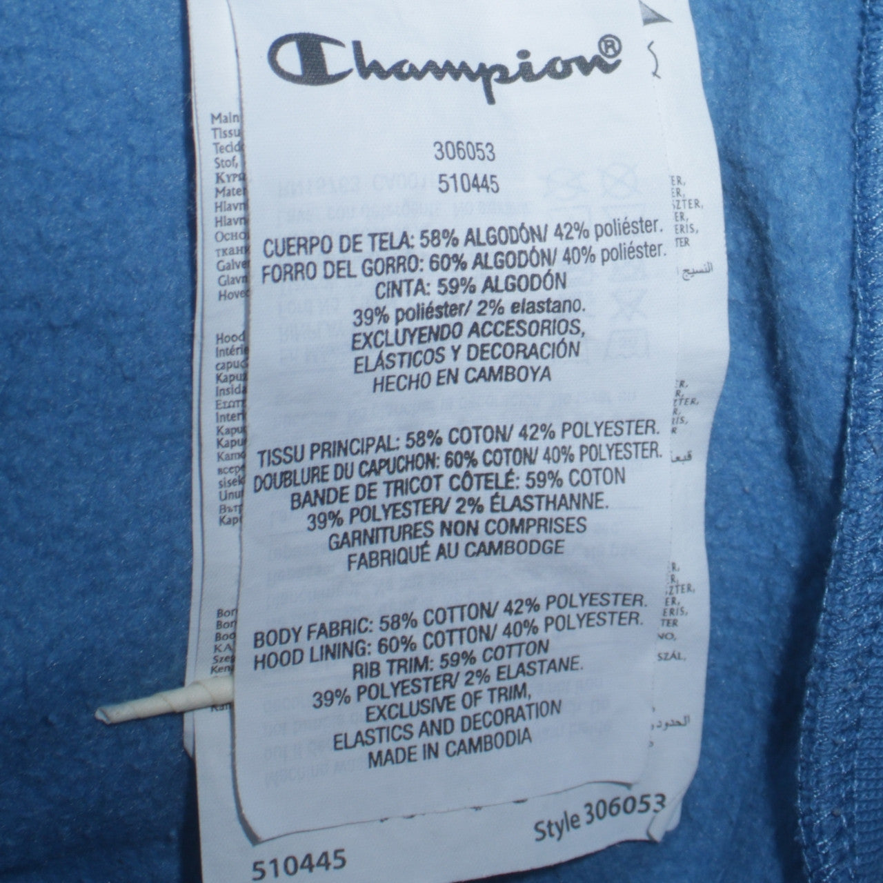Champion Boys Blue Pullover Hoodie 11-12 Years Logo Fleece Sweatshirt