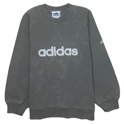 Additional front view of Adidas boys’ grey pullover sweatshirt 10-11 years crew neck logo fleece