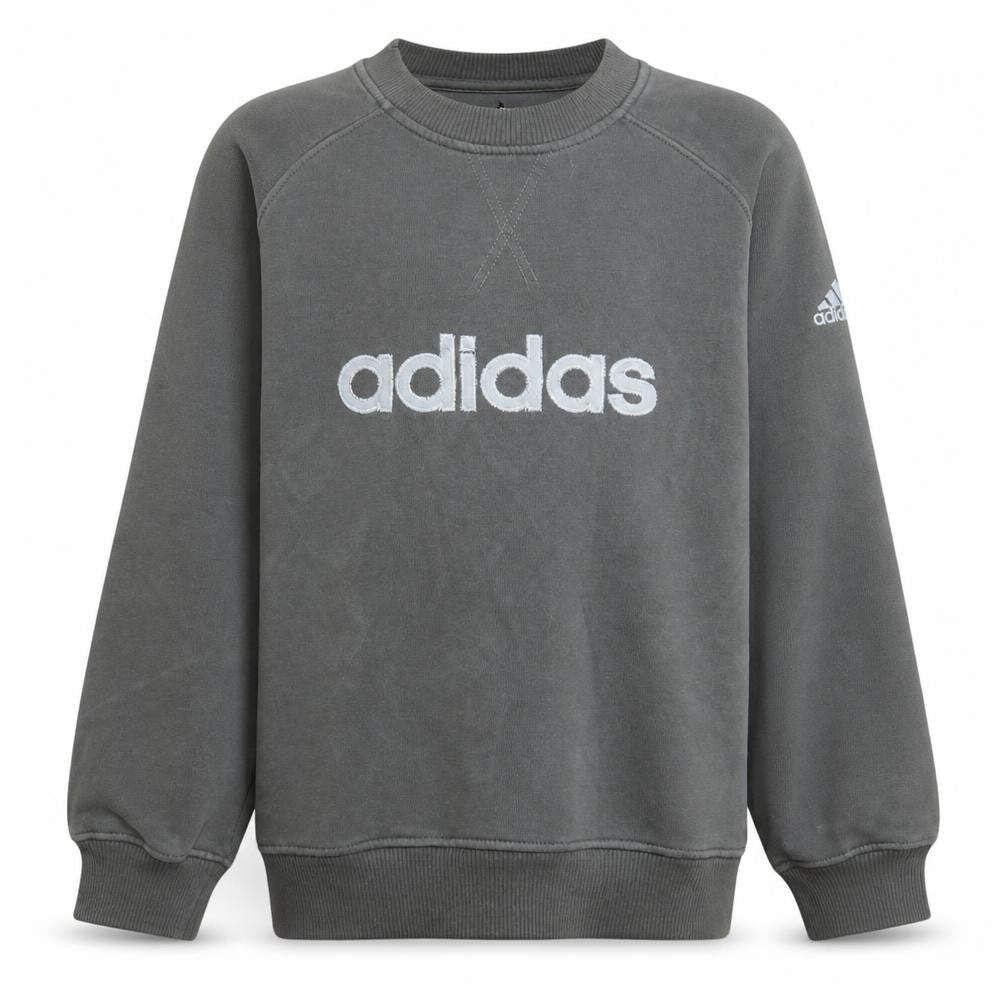Adidas Boys Grey Pullover Sweatshirt 10-11 Years Crew Neck Logo Fleece