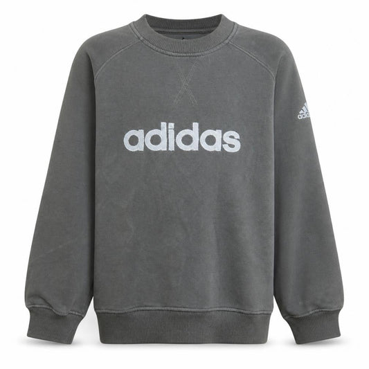 Adidas Boys Grey Pullover Sweatshirt 10-11 Years Crew Neck Logo Fleece
