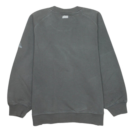 Brand and care label for Adidas boys’ grey pullover sweatshirt 10-11 years crew neck logo fleece