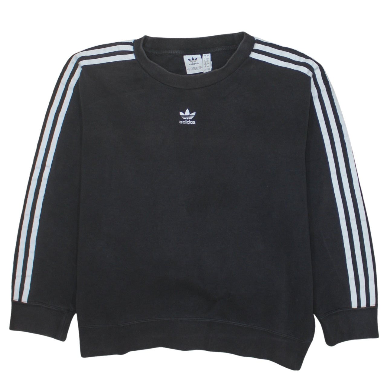 Adidas Women Black Crew Neck Long Sleeve Pullover Sweatshirt UK 10
