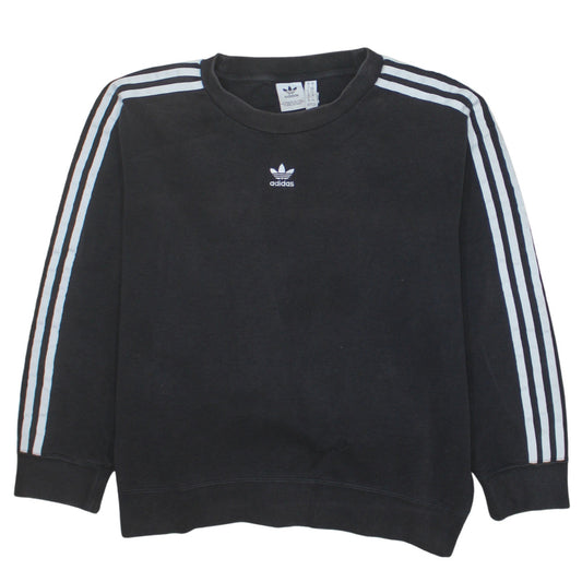 Adidas Women Black Crew Neck Long Sleeve Pullover Sweatshirt UK 10