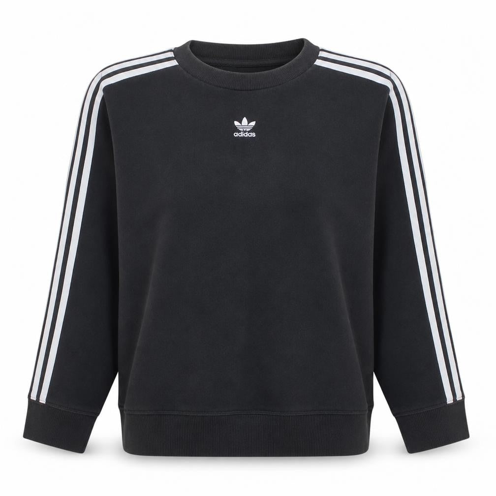 Adidas Women Black Crew Neck Long Sleeve Pullover Sweatshirt UK 10