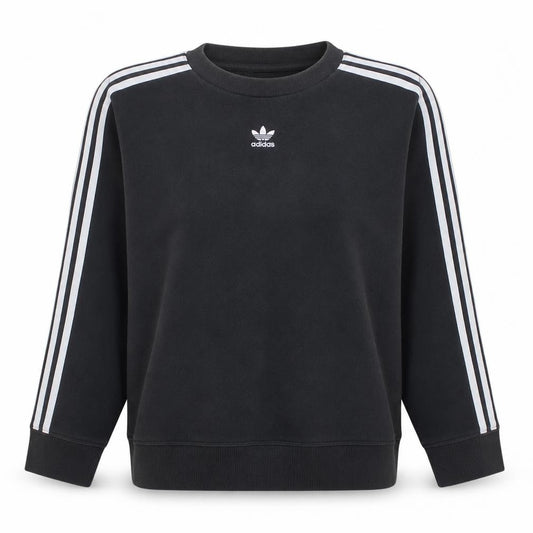 Adidas Women Black Crew Neck Long Sleeve Pullover Sweatshirt UK 10