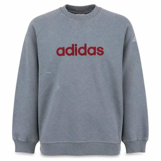 Adidas Men's Grey L Pullover Crew Neck Logo Sweatshirt