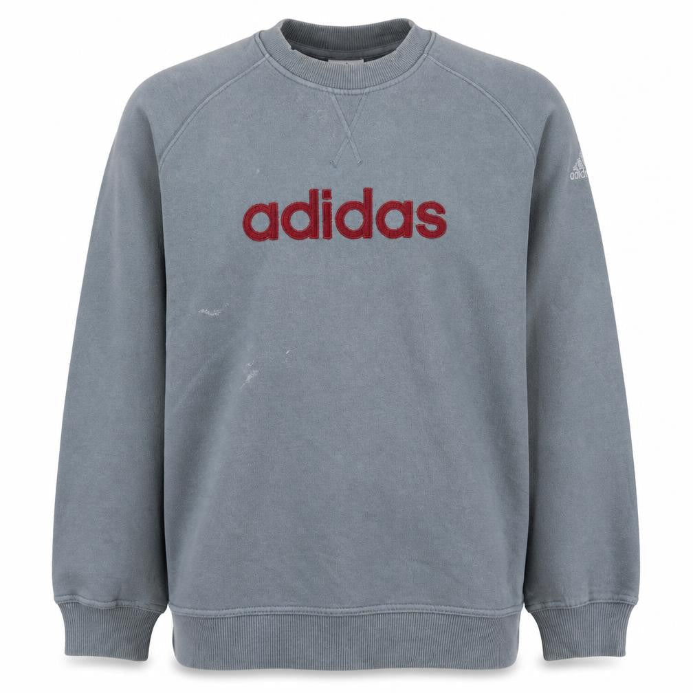 Adidas Men's Grey L Pullover Crew Neck Logo Sweatshirt
