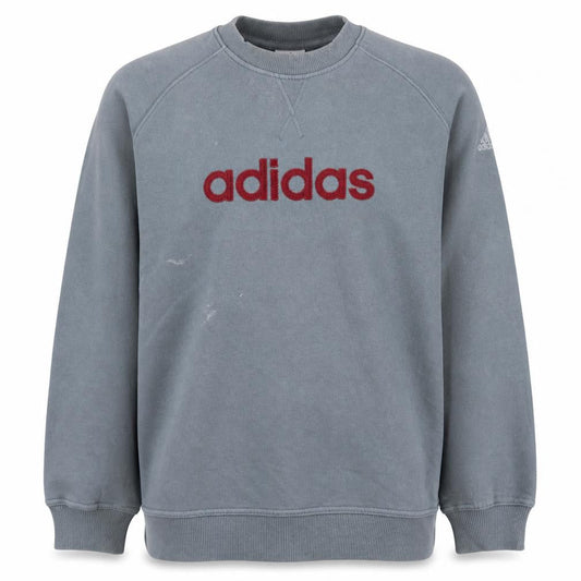 Adidas Men's Grey L Pullover Crew Neck Logo Sweatshirt