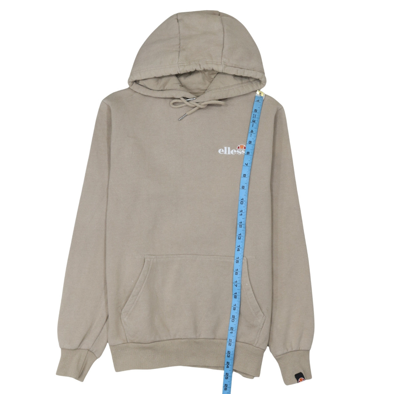 Ellesse Men's Beige Pullover Hoodie XS Regular Fit Logo Fleece