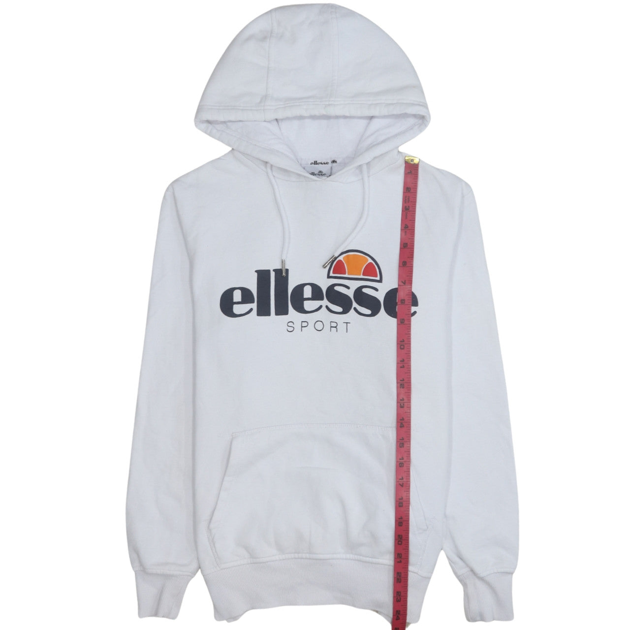 Ellesse Women White Hoodie UK 10 Pullover Logo Cotton Blend Sporty