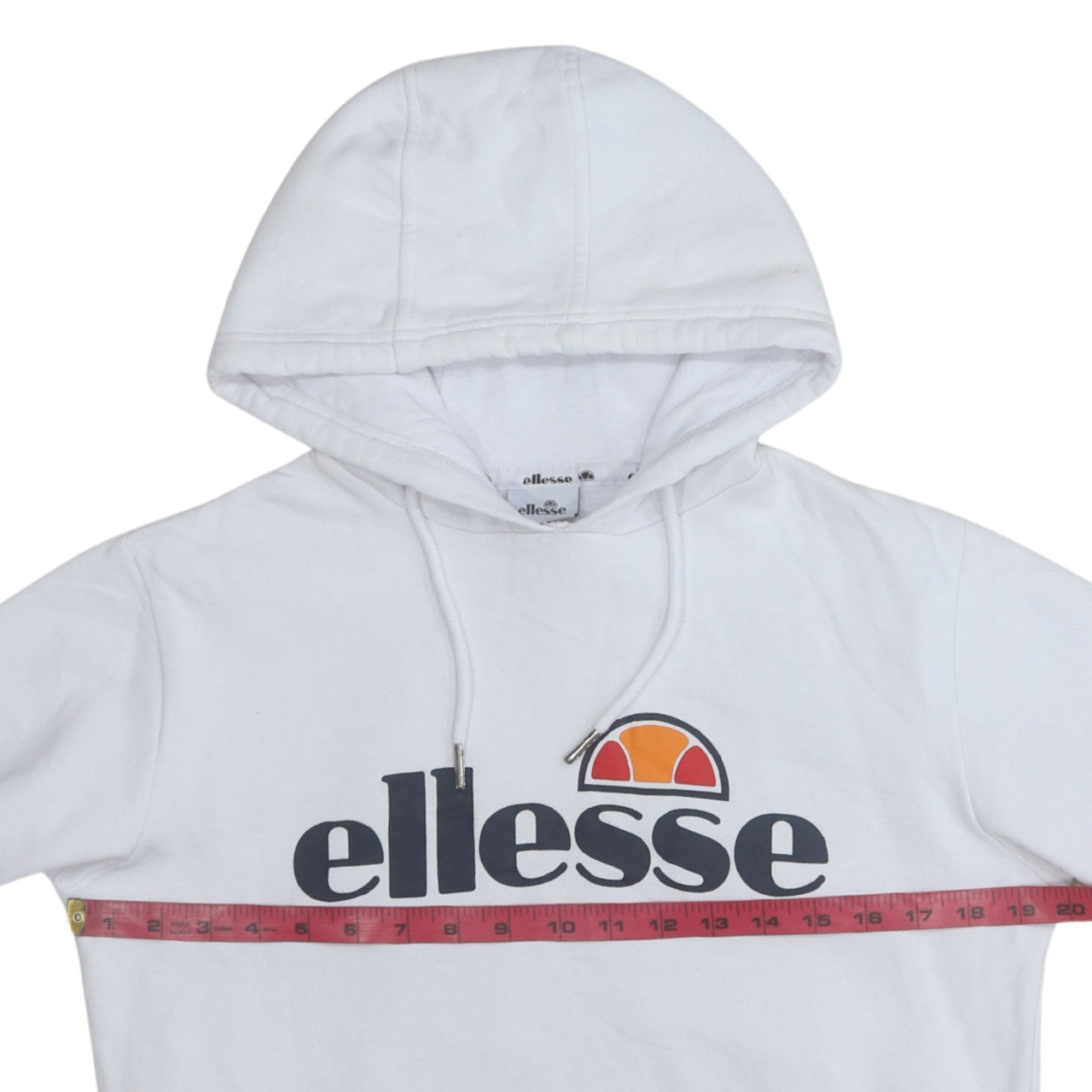 Ellesse Women White Hoodie UK 10 Pullover Logo Cotton Blend Sporty