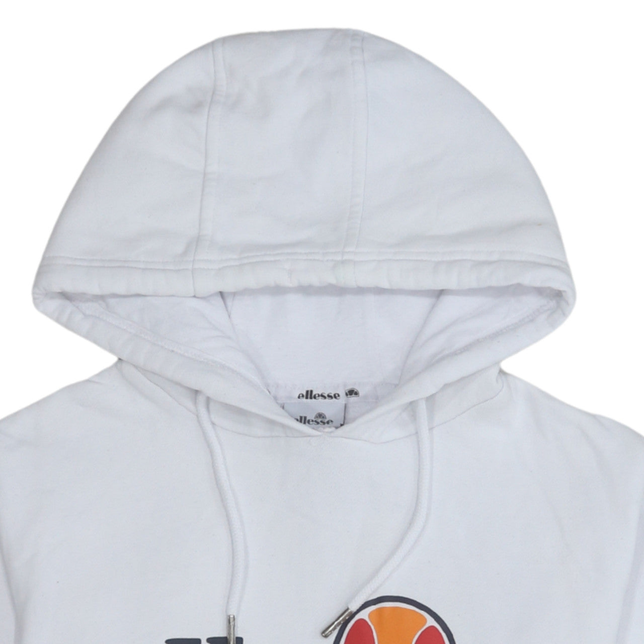 Ellesse Women White Hoodie UK 10 Pullover Logo Cotton Blend Sporty