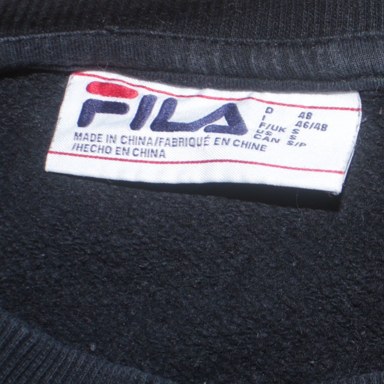 FILA Mens Black Colour Block Crew Neck Sweatshirt Size S