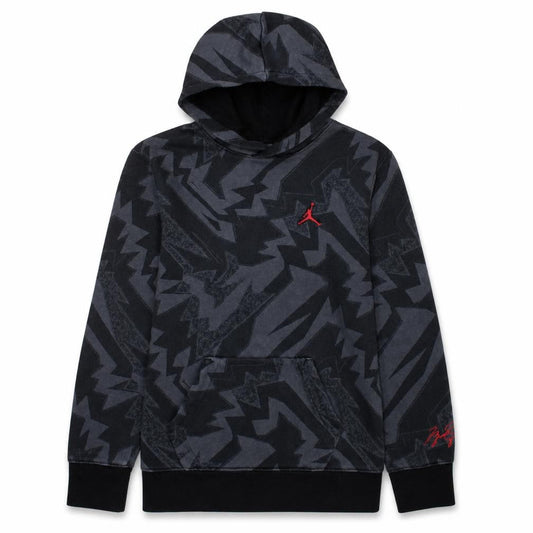 Jordan Boys Black Graphic Pullover Hoodie - Size L Cotton Blend