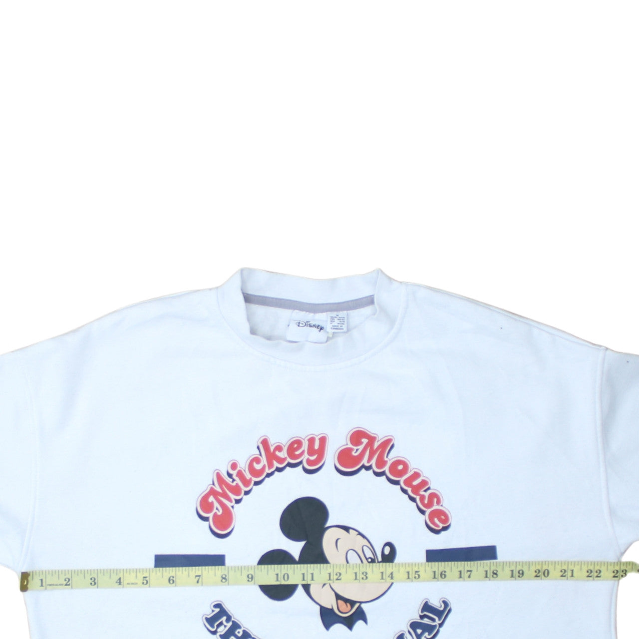 Disney Womens White Mickey Mouse Graphic Pullover Sweatshirt Size M 12/14