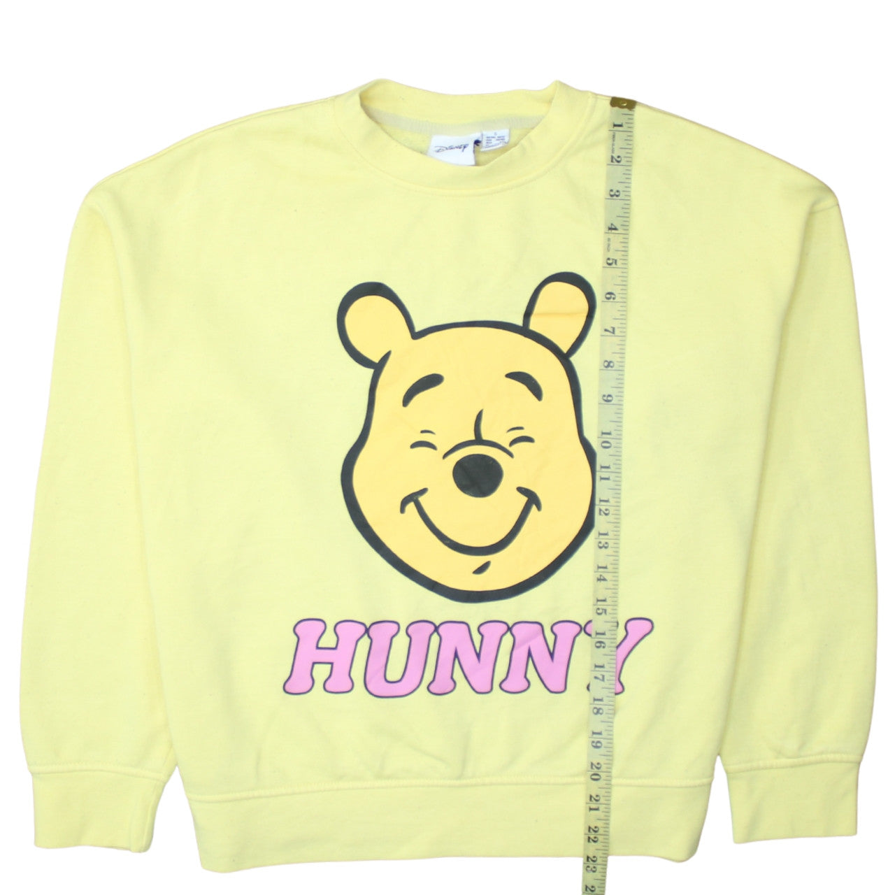 Disney Women Yellow Winnie the Pooh Crew Neck Pullover Sweatshirt Size S