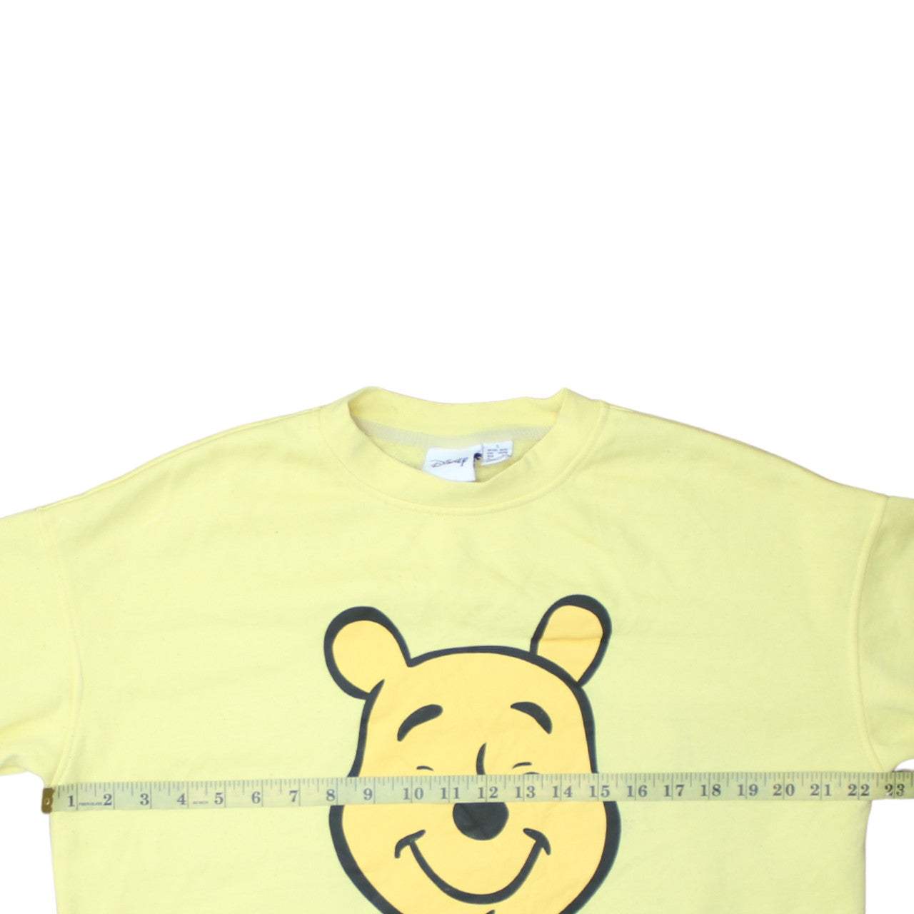 Disney Women Yellow Winnie the Pooh Crew Neck Pullover Sweatshirt Size S