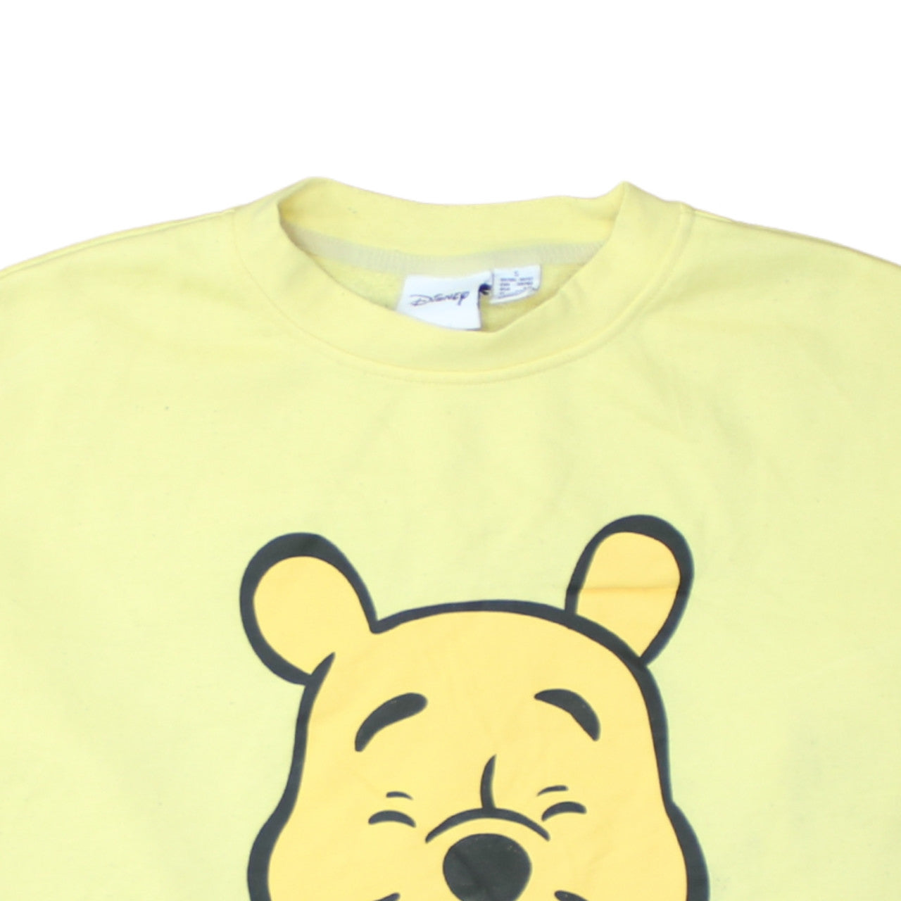 Disney Women Yellow Winnie the Pooh Crew Neck Pullover Sweatshirt Size S