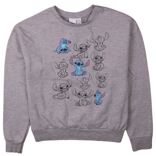 Disney Women’s Grey Stitch Sweatshirt XS Pullover Crew Neck