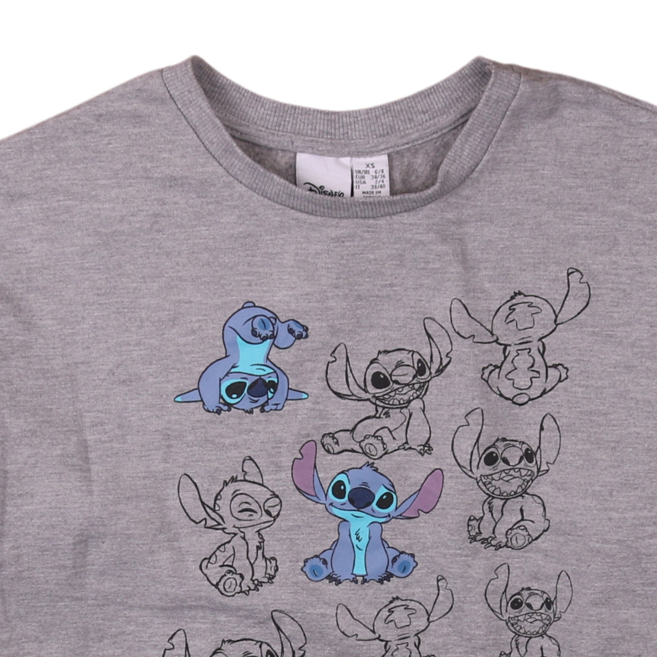 Disney Women’s Grey Stitch Sweatshirt XS Pullover Crew Neck