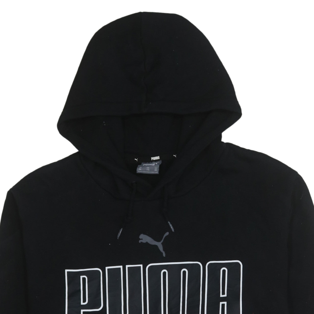Puma Men's Black 2XL Pullover Hoodie with Logo Graphic Print