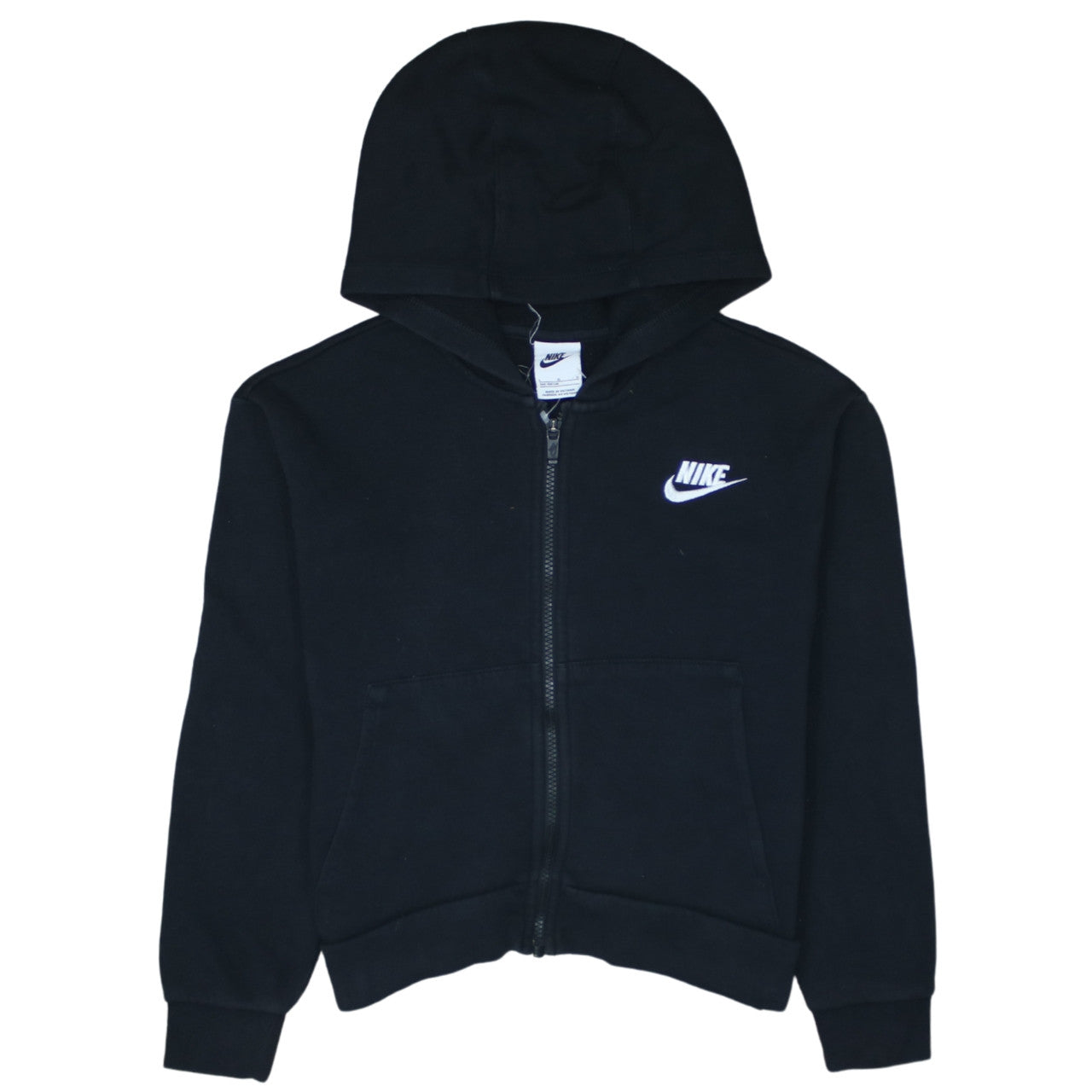 Nike Boys Black Full Zip Hoodie Size 146cm Fleece Hooded Sweatshirt