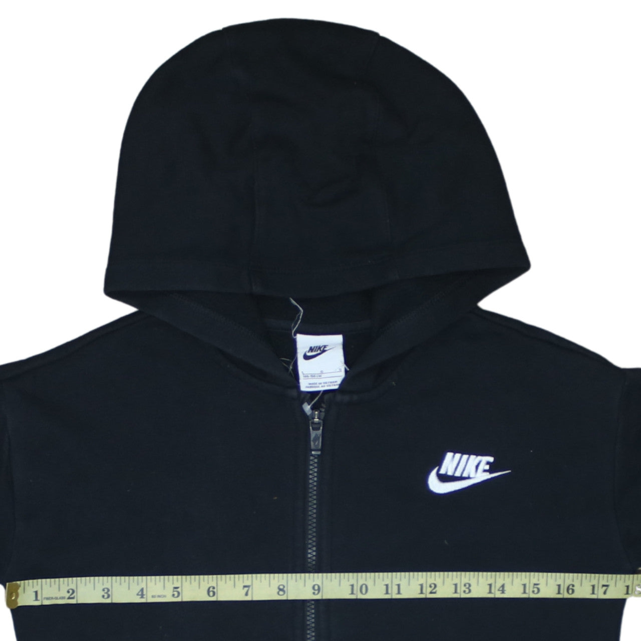 Nike Boys Black Full Zip Hoodie Size 146cm Fleece Hooded Sweatshirt