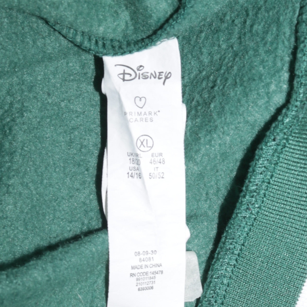 Disney Primark Women Green Mickey Mouse Sweatshirt XL Relaxed Fit